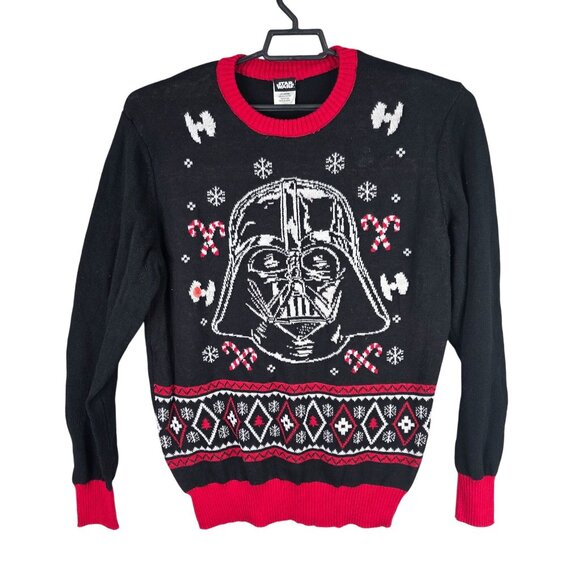 Mens Star Wars Darth Vader Black Ugly Christmas Sweater Black & Red Size XL - Picture 1 of 8